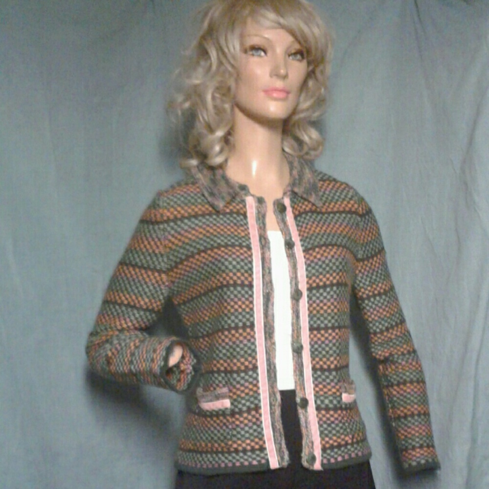 Green and Orange Stripe Norton McNaughton Cardigan