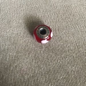 Pandora glass milano bead. Red with hearts
