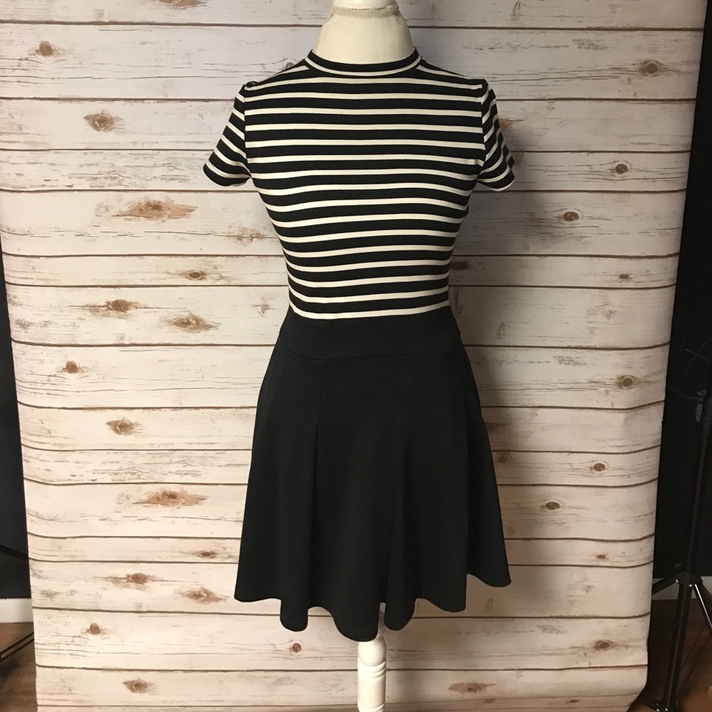 Black and white stripe high neck dress size XS