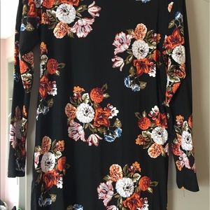 Long Sleeve Black Floral Dress