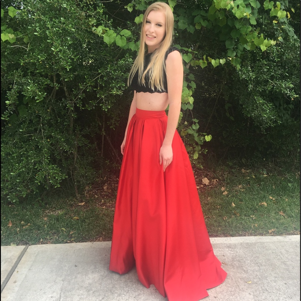 Red and black formal dress