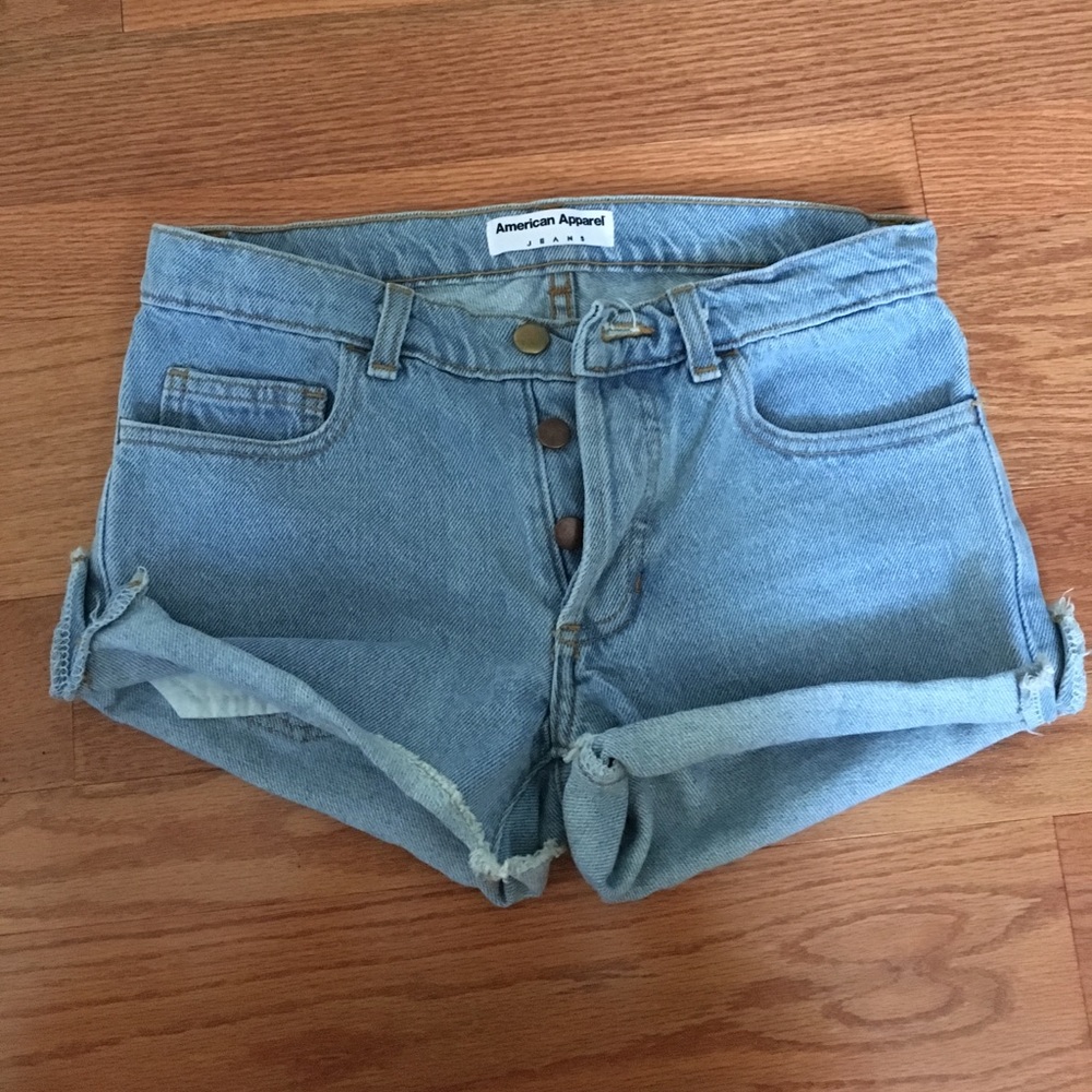 American apparel medium wash shorts