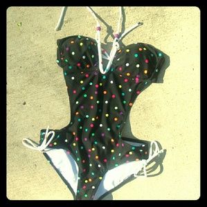 SALE Retro OP Rainbow Polka Dot One Piece Monokini