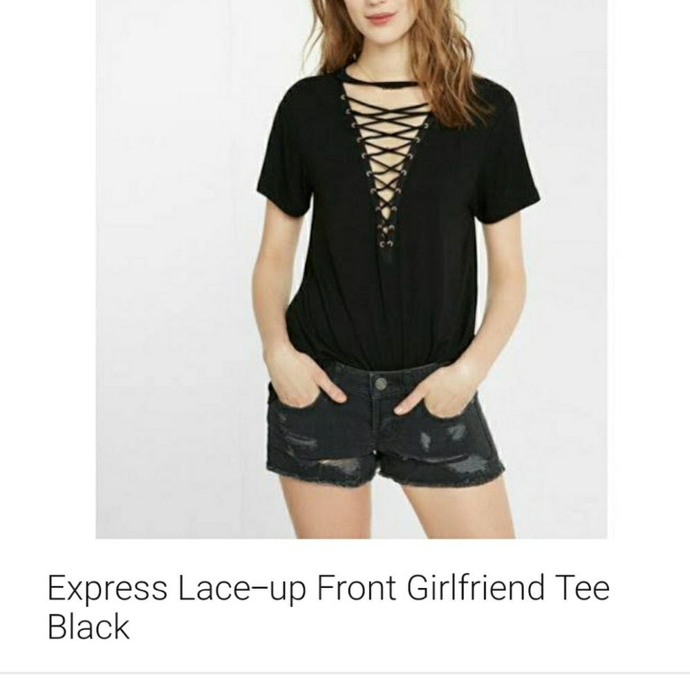NWOT Longsleeve Black Lace Up Top