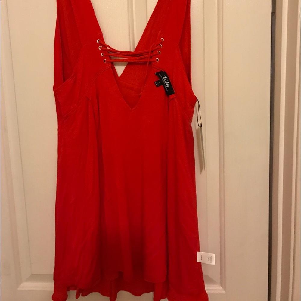 Red lace up dress
