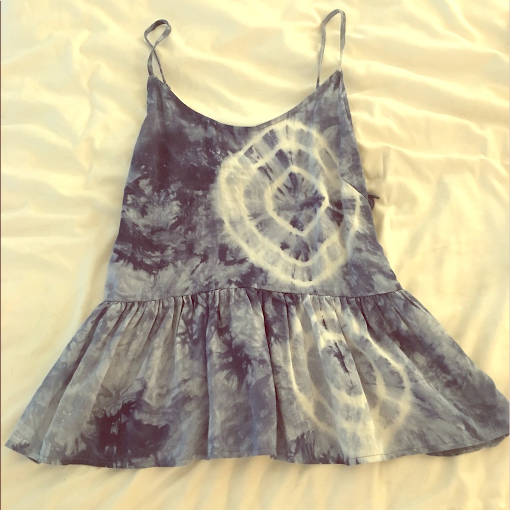 Asos blue and white tie dye peplum tank top