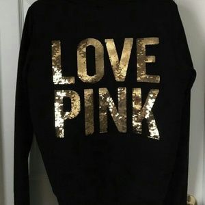 PINK By VS Black Zip Up Faux Leopard Lining