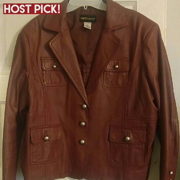 Jackets & Blazers - 100% Leather Burgundy Jacket!