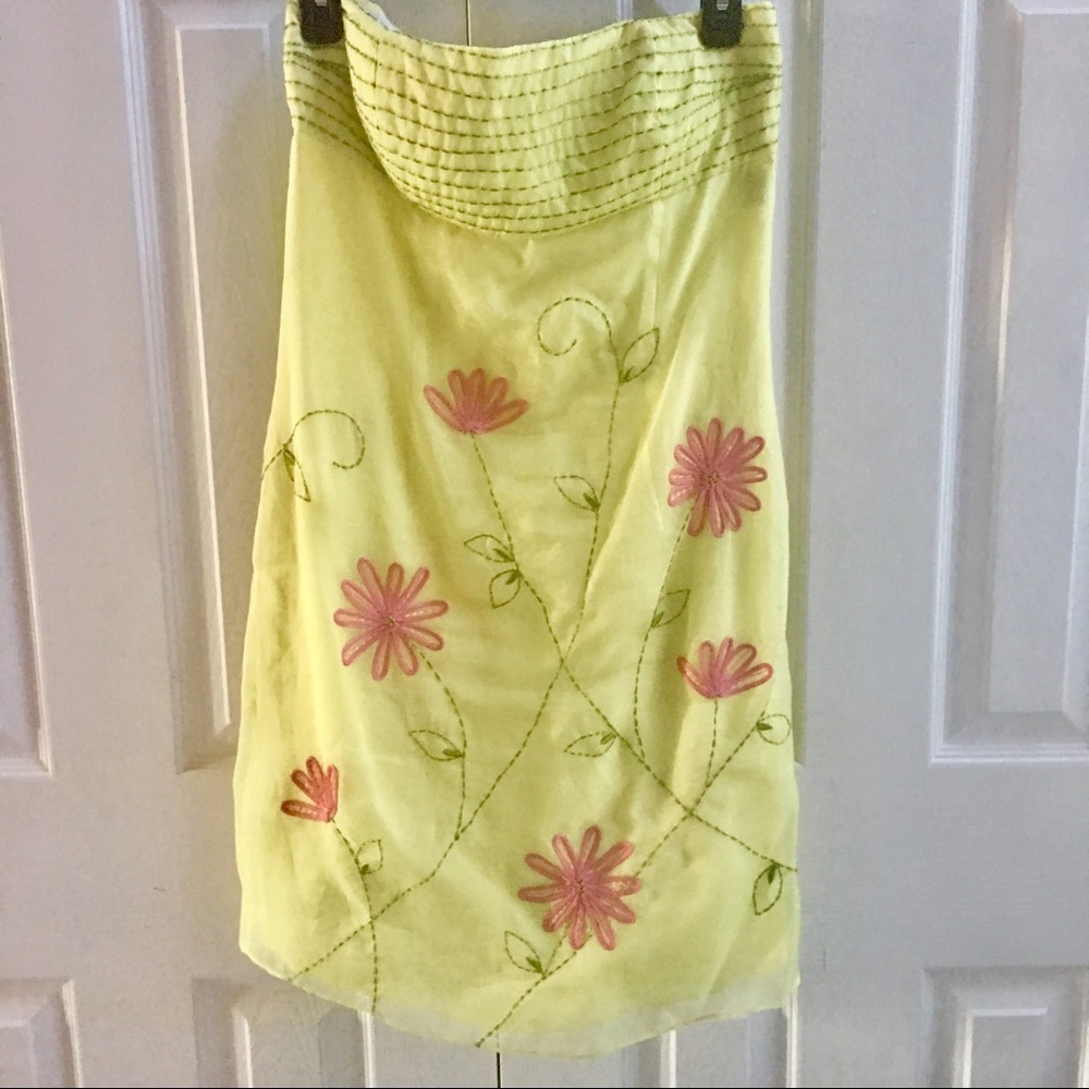 Muse  embroidered flowers strapless dress like new