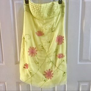 Muse  embroidered flowers strapless dress like new