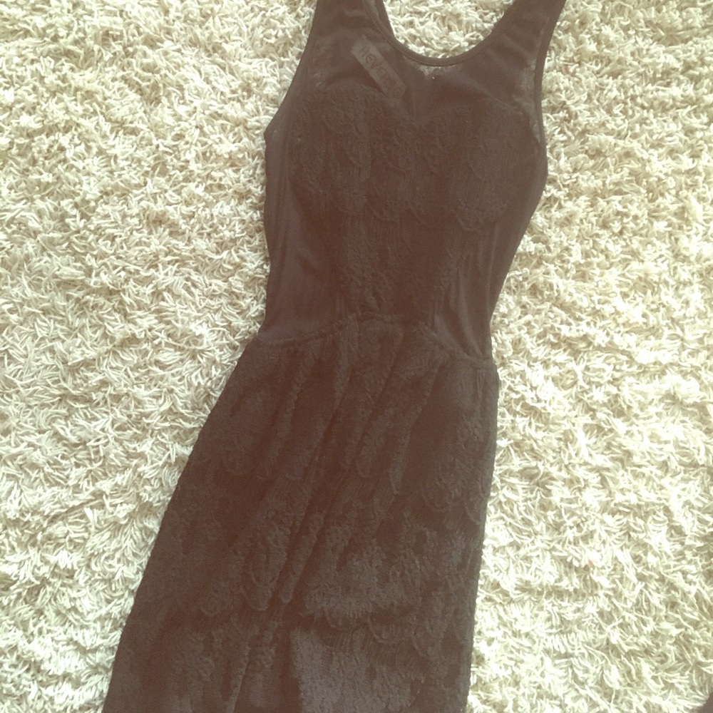 Shear black dress with heart knit front