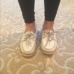 White Sperry boat shoes
