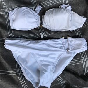 White Bikini with unique gold accents  👙