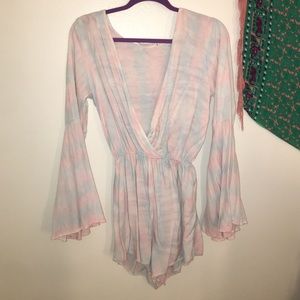 Tie dye bell sleeve romper