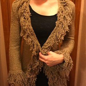 Frilly neck cardigan