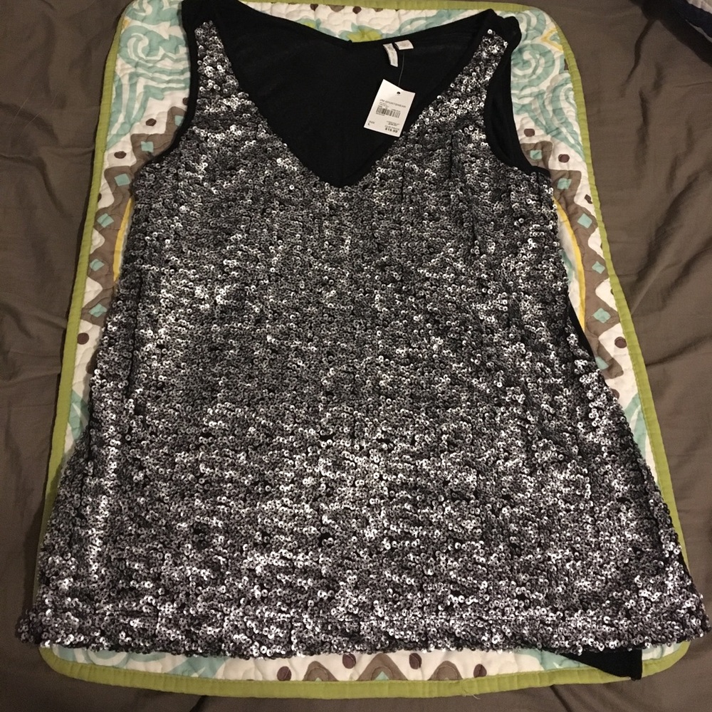 Silver & Black Sequin Tank