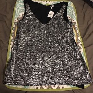 Silver & Black Sequin Tank