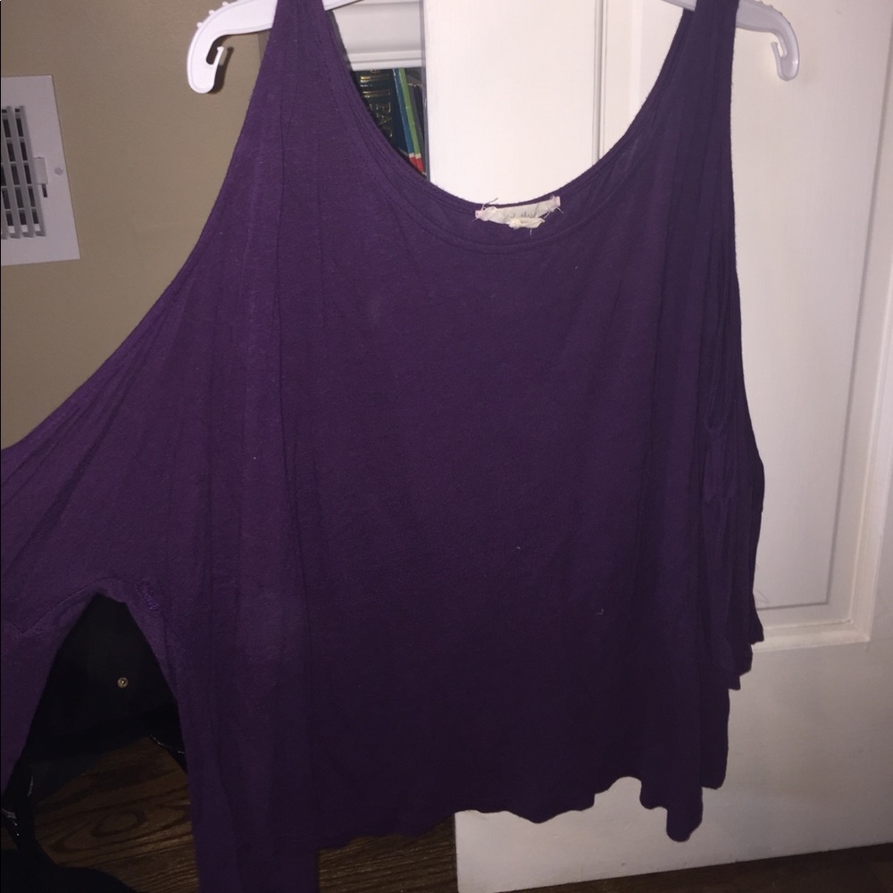 Purple open shoulder top
