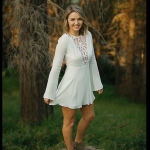White lace front dress