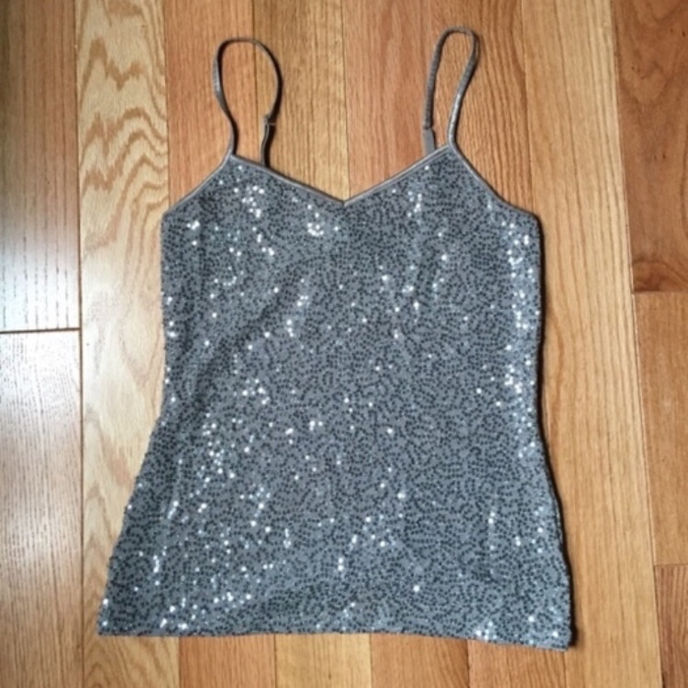 Grey sequin cami from express