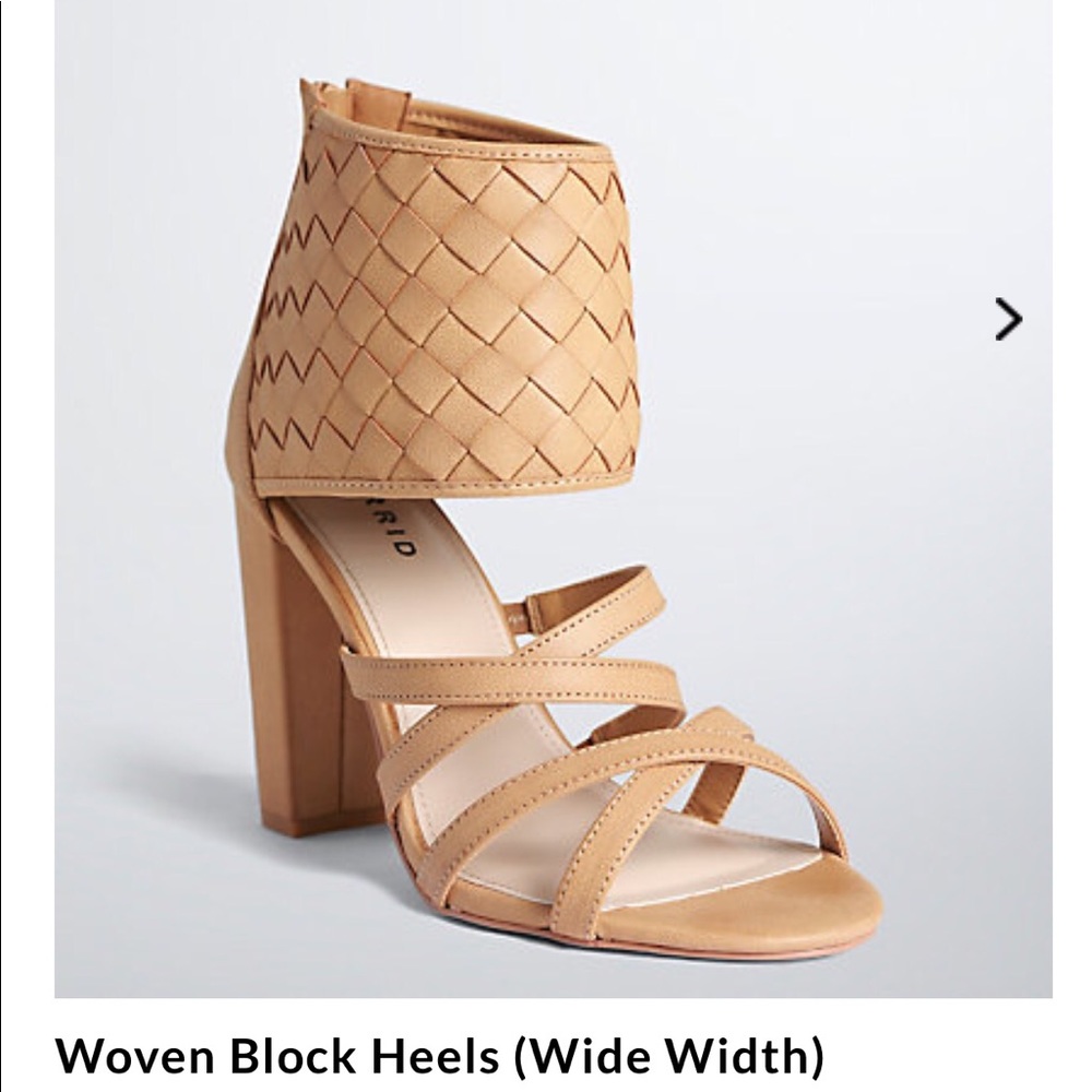 Tan Woven Block Heel-Wide width