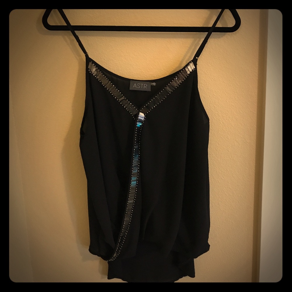 Astr V Neck Tank with Metal Embellishment