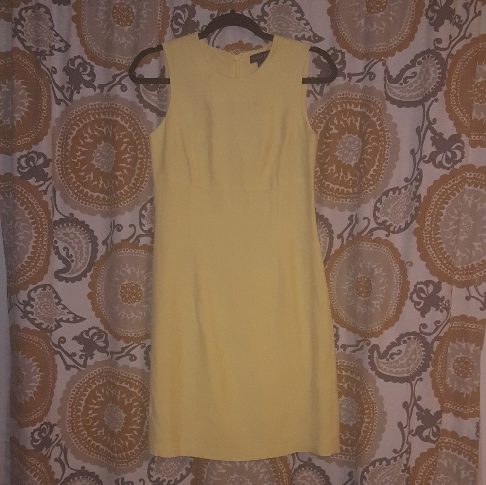 FINAL DROP Linen Yellow Ann Taylor Sheath Dress