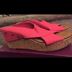 Pink wedge sandals. Size 8.5.