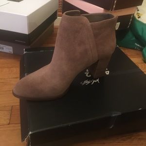 Camel Suede Booties-size 8