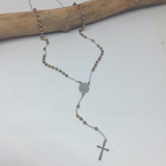 Rosary Stainless Steel Necklace 3mm - Picture 3 of 8