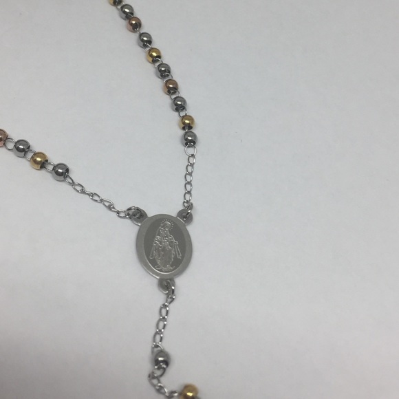 Rosary Stainless Steel Necklace 3mm - Picture 5 of 8