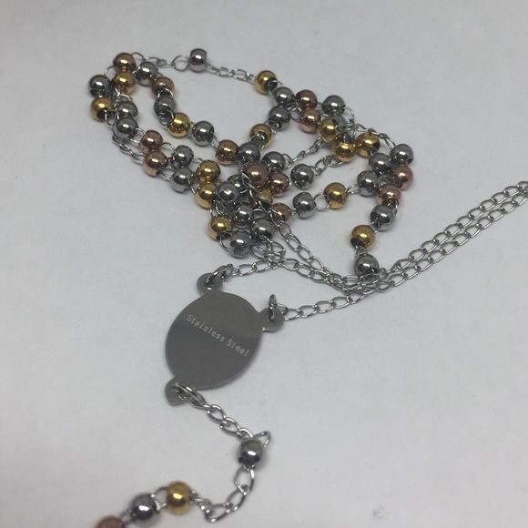Rosary Stainless Steel Necklace 3mm - Picture 6 of 8