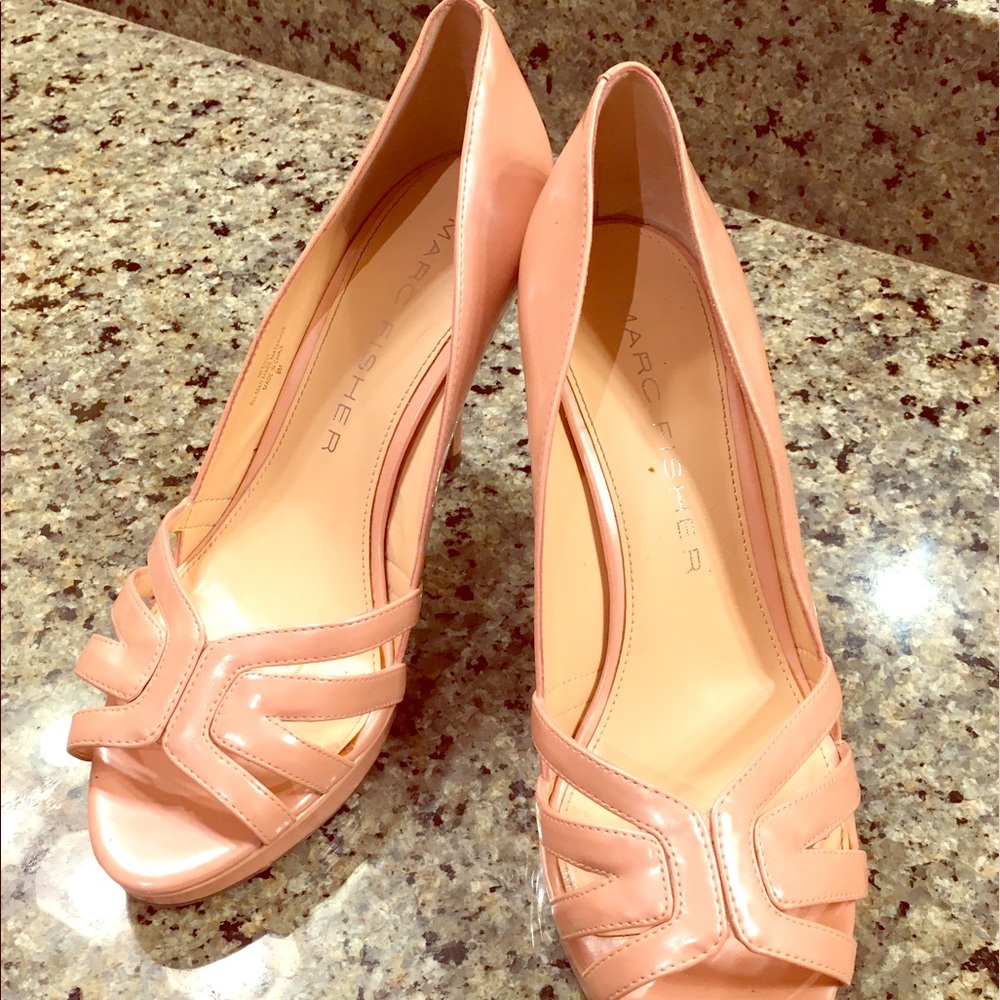 Marc Fisher pearly pink open toe heels