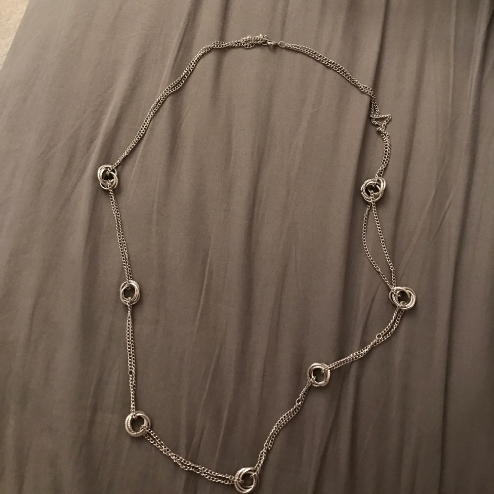 Long silver necklace