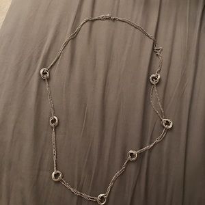Long silver necklace