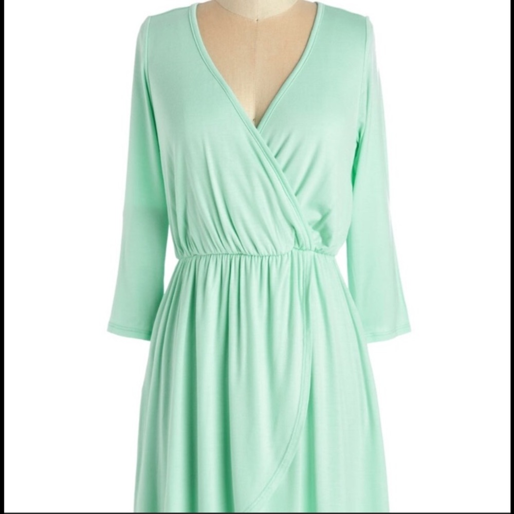 ModCloth mint faux wrap dress, small