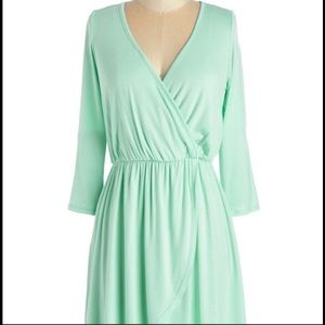 ModCloth mint faux wrap dress, small
