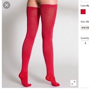 American Apparel red thigh high socks