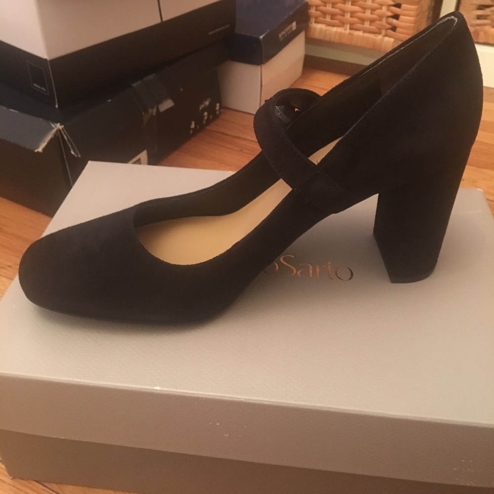 Black Suede Mary Janes- size 8