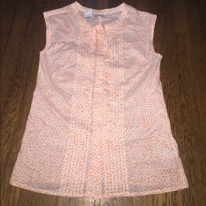 Gap orange White Dot top blouse button shirt xs