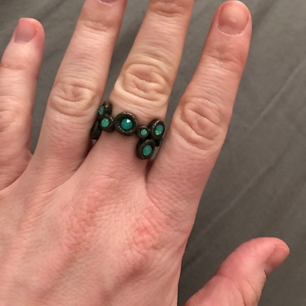 Aqua and chrome ring