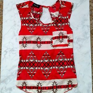 Split back Aztec print top