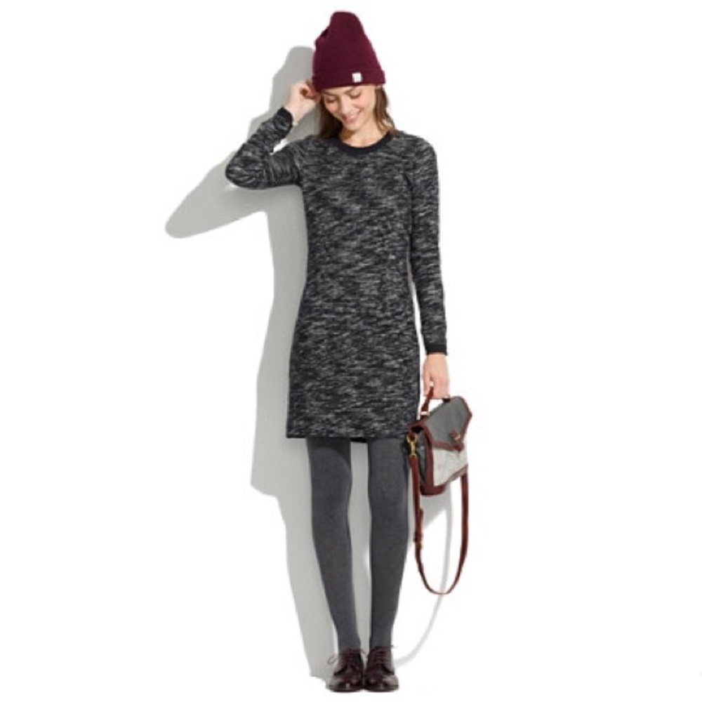 Madewell Black Grey Marled Contrast Dress XS - Picture 1 of 8