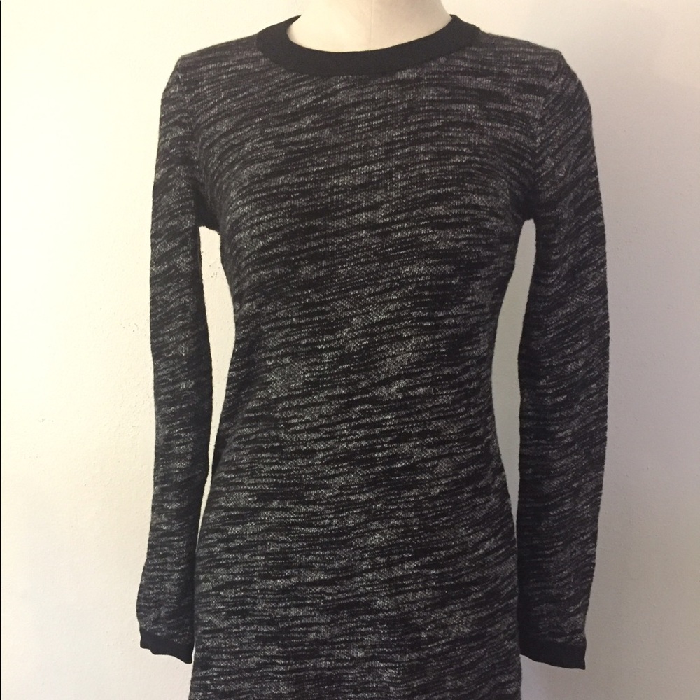 Madewell Black Grey Marled Contrast Dress XS - Picture 2 of 8