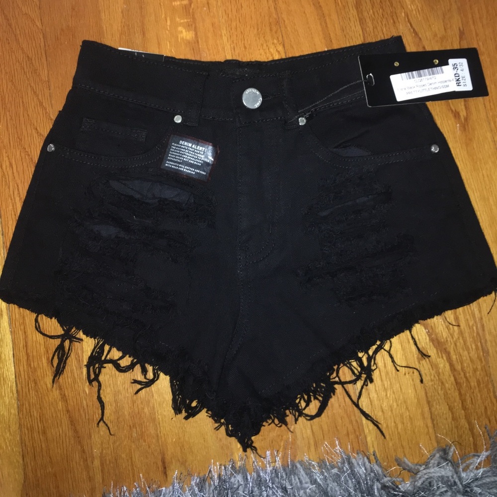 High waisted black jean shorts!