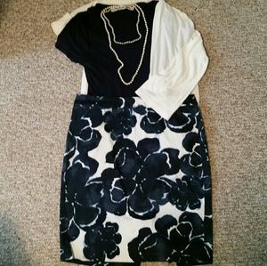 J Crew Inky Floral Pencil Skirt