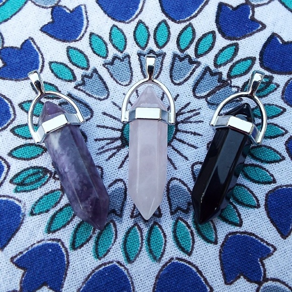 Amethyst, Obsidian and Rose Quartz Point Necklaces - Picture 2 of 7