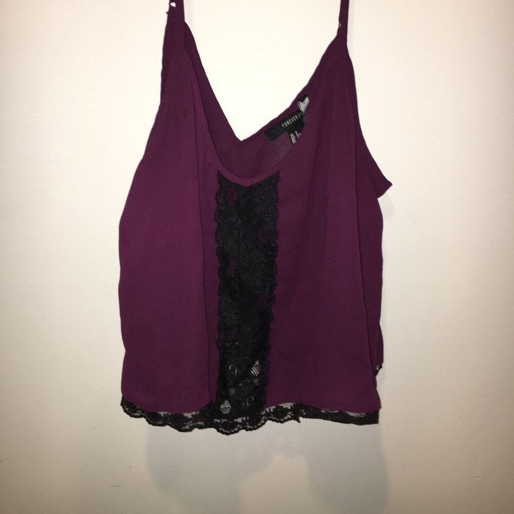 ⚡️⚡️⚡️ Forever 21 black & purple lace crop top