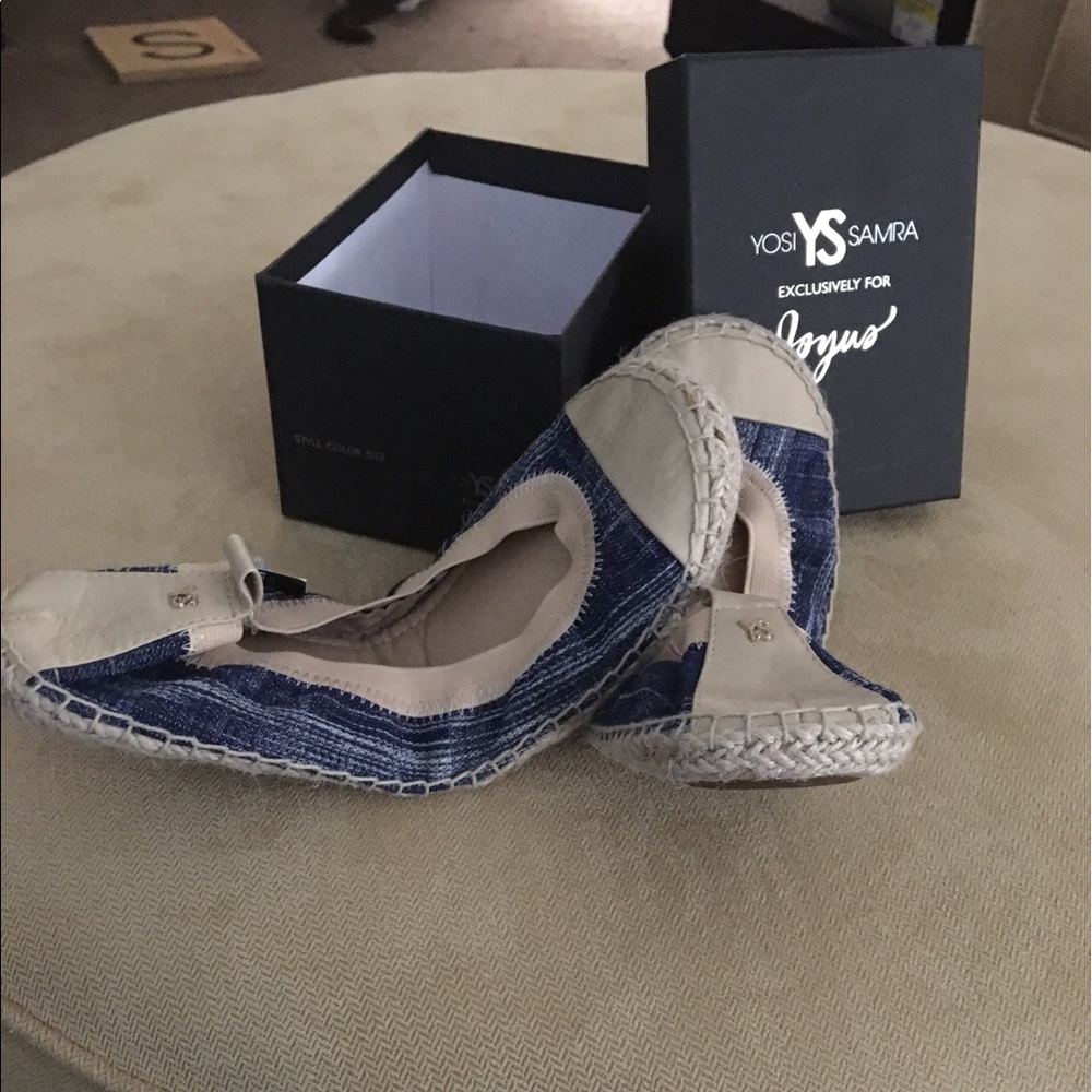 Yosi Samra Blue Canvas Foldable Flats