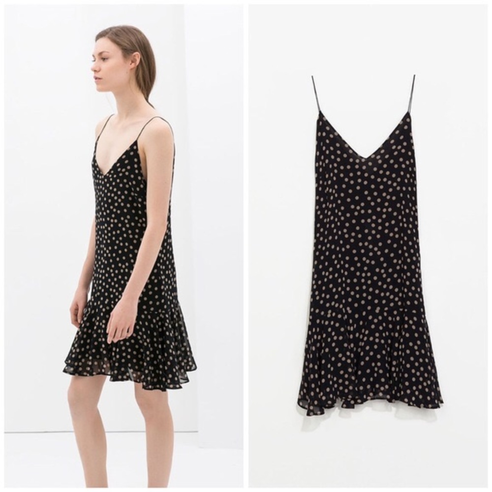 Zara chiffon polka dotted dress
